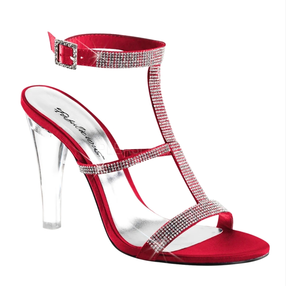 Elegant Red Rhinestone Fabulicious Heels By Pleaser.